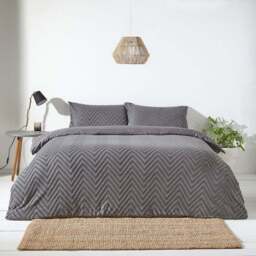 Yard Chevron Single Charcoal Duvet Set - Grey - Yard Living - Wilko - thumbnail 1
