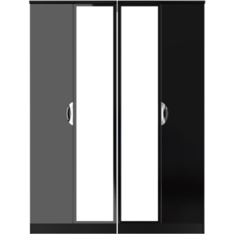 Crowndale Camden 4 Door Black Gloss and Black Mirror Wardrobe Ready Assembled - Black Gloss & Black - Wilko - thumbnail 3