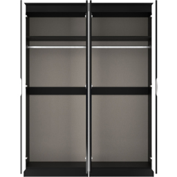 Crowndale Camden 4 Door Black Gloss and Black Mirror Wardrobe Ready Assembled - Black Gloss & Black - Wilko - thumbnail 7