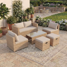 Garden Vida Islay 6 Seater Natural PE Rattan Garden Lounge Set - Wilko - thumbnail 5