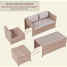 Garden Vida Islay 6 Seater Natural PE Rattan Garden Lounge Set - Wilko - thumbnail 7