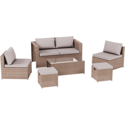 Garden Vida Islay 6 Seater Natural PE Rattan Garden Lounge Set - Wilko - thumbnail 3
