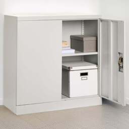 MMT Furniture Designs 2 Door Grey Metal Filing Lockable Filing Cabinet - Size: 90 x 90 x 40cm - Wilko