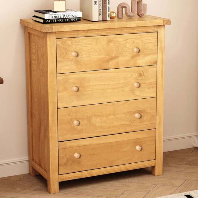 Cabinet Bits Lugo 4 Drawer Antique Wax Wood Knob Chest of Drawers - Brown - Wilko - image 1
