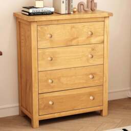 Cabinet Bits Lugo 4 Drawer Antique Wax Wood Knob Chest of Drawers - Brown - Wilko - thumbnail 1