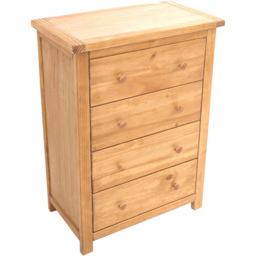 Cabinet Bits Lugo 4 Drawer Antique Wax Wood Knob Chest of Drawers - Brown - Wilko - thumbnail 5