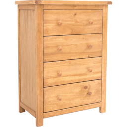 Cabinet Bits Lugo 4 Drawer Antique Wax Wood Knob Chest of Drawers - Brown - Wilko - thumbnail 4