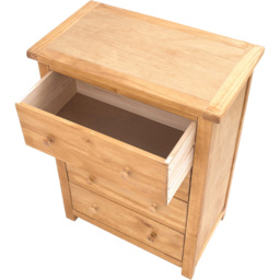 Cabinet Bits Lugo 4 Drawer Antique Wax Wood Knob Chest of Drawers - Brown - Wilko - thumbnail 6