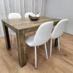 Portland 4 Seater Dining Set Rustic Effect and White Gem - Multi - Wilko - thumbnail 5