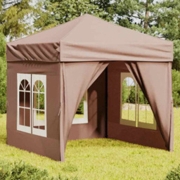 vidaXL 2 x 2m Taupe Foldable Party Tent with Sidewalls - Brown - Wilko