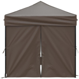 vidaXL 2 x 2m Taupe Foldable Party Tent with Sidewalls - Brown - Wilko - thumbnail 5