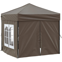 vidaXL 2 x 2m Taupe Foldable Party Tent with Sidewalls - Brown - Wilko - thumbnail 4