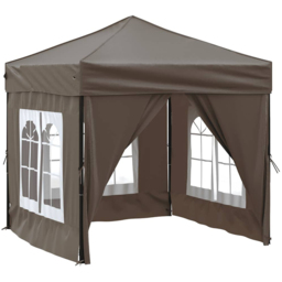 vidaXL 2 x 2m Taupe Foldable Party Tent with Sidewalls - Brown - Wilko - thumbnail 3