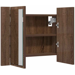 vidaXL 2 Door Brown LED Mirror Bathroom Cabinet - Size: 45 x 60 x 12cm - Wilko - thumbnail 4
