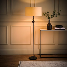ValueLights Marissa Cream Shade Black Ball LED Floor Lamp - Size: 145 x 45 x 45cm - Wilko - thumbnail 7