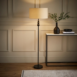 ValueLights Marissa Cream Shade Black Ball LED Floor Lamp - Size: 145 x 45 x 45cm - Wilko - thumbnail 3