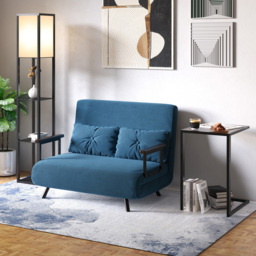 HOMCOM 2 Seater Navy Blue Velvet Feel Fabric Convertible Sofa Bed - Wilko - thumbnail 4