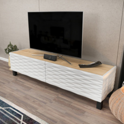 Decorotika Lerze 2 Door Oak and White TV Unit - Size: 40.3 x 150 x 35cm - Multi - Wilko - thumbnail 6
