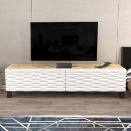 Decorotika Lerze 2 Door Oak and White TV Unit - Size: 40.3 x 150 x 35cm - Multi - Wilko - thumbnail 1