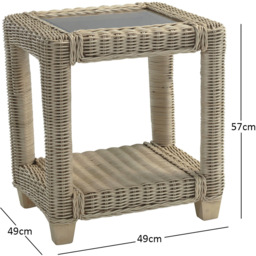 Desser Burford Natural Rattan Lamp Table - Size: 49 x 49 x 57cm - Cream - Wilko - thumbnail 4