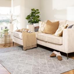 Kukoon Distressed Geometric Trellis Beige Grey Washable Rug 200 x 290cm - Wilko - thumbnail 3