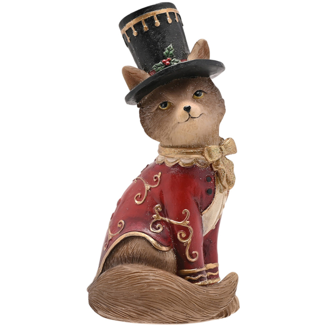 The Seasonal Gift Co. Christmas Fox in a Top Hat Christmas Figurine - Size: 17 x 9 x 7cm - Red - Wilko - image 1