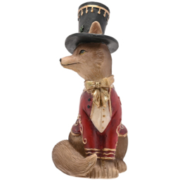 The Seasonal Gift Co. Christmas Fox in a Top Hat Christmas Figurine - Size: 17 x 9 x 7cm - Red - Wilko - thumbnail 4
