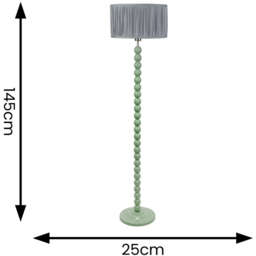 ValueLights Bobbins Ruched Pleated Blue Drum Shade Sage Green LED Floor Lamp - Wilko - thumbnail 5