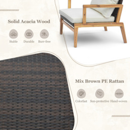 Costway 2 Seater Ratan Wicker White Chair and Side Table Set with Cushion - Wilko - thumbnail 4