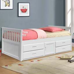 Comfy Living Single Captains Cabin Style White Wooden Bed with Storage - Wilko - thumbnail 1