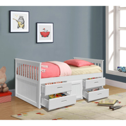 Comfy Living Single Captains Cabin Style White Wooden Bed with Storage - Wilko - thumbnail 4