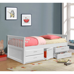 Comfy Living Single Captains Cabin Style White Wooden Bed with Storage - Wilko - thumbnail 3
