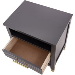 Biasi 2 Drawer Single Shelf Charcoal Bedside Table - Grey - Wilko - thumbnail 7
