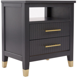 Biasi 2 Drawer Single Shelf Charcoal Bedside Table - Grey - Wilko - thumbnail 3