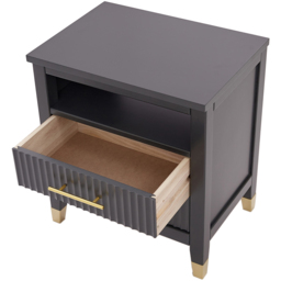 Biasi 2 Drawer Single Shelf Charcoal Bedside Table - Grey - Wilko - thumbnail 6