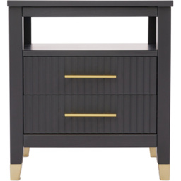 Biasi 2 Drawer Single Shelf Charcoal Bedside Table - Grey - Wilko - thumbnail 4