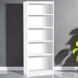 R White Cabinets 5 Shelf White Wide Tall Bookcase - Size: 182.8 x 60 x 36.6cm - Wilko - thumbnail 1