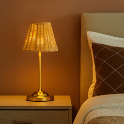 Lighting Collection Tusk Natural Rattan Rechargeable Table Lamp - Size: 37 x 16.5 x 15cm - Gold - Wilko - thumbnail 3