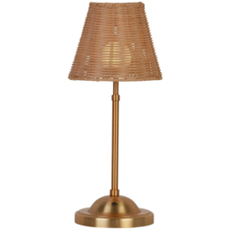 Lighting Collection Tusk Natural Rattan Rechargeable Table Lamp - Size: 37 x 16.5 x 15cm - Gold - Wilko - thumbnail 4