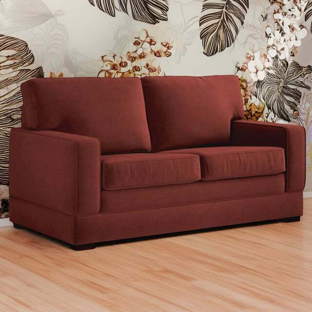 Jay-Be Urban 2 Seater Brushed Twill Burnt Amber Sofa Bed with e-Pocket Mattress - Orange - Wilko - image 1