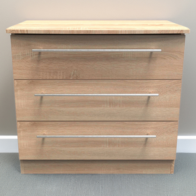 Crowndale Sherwood 3 Drawer Bardolino Oak Chest of Drawers - Brown - Wilko - image 1