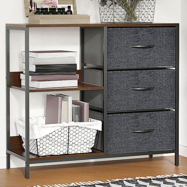 Portland 3 Drawers 2 Shelf Black Chest of Drawers - Wilko - image 1