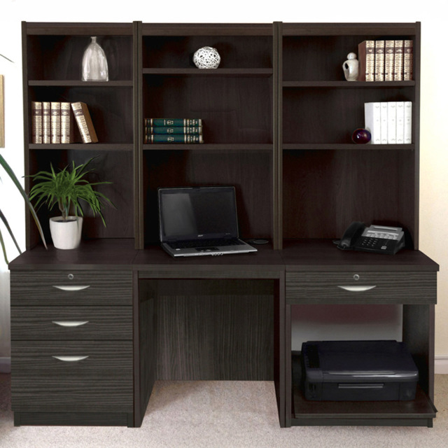 R White Cabinets SET-14-IN-BH Desk Drawer Printer Unit and Hutch Bookcase Home Office Furniture Set - Size: 182 x 170 x 54cm - Black - Wilko - image 1