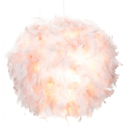 Happy Homewares Pink Real Feather Decorated Pendant Shade - Size: 30 x 40 x 40cm - Wilko - thumbnail 5