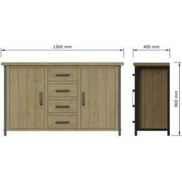 FWStyle Lowry Industrial Sideboard Large - Brown - Wilko - thumbnail 7