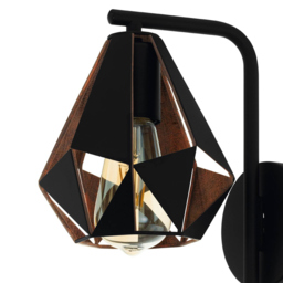 EGLO Carlton 4 Black and Copper Wall Lamp - Size: 16.0 x 22.5 x 31.5cm - Wilko - thumbnail 4