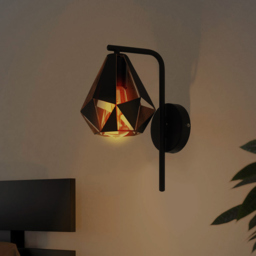 EGLO Carlton 4 Black and Copper Wall Lamp - Size: 16.0 x 22.5 x 31.5cm - Wilko - thumbnail 5