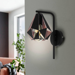 EGLO Carlton 4 Black and Copper Wall Lamp - Size: 16.0 x 22.5 x 31.5cm - Wilko - thumbnail 3