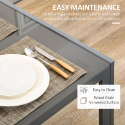 Portland PU Leather 4 Seater Dining Set Grey - Wilko - thumbnail 6