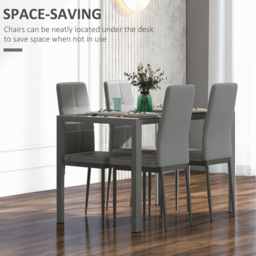 Portland PU Leather 4 Seater Dining Set Grey - Wilko - thumbnail 5